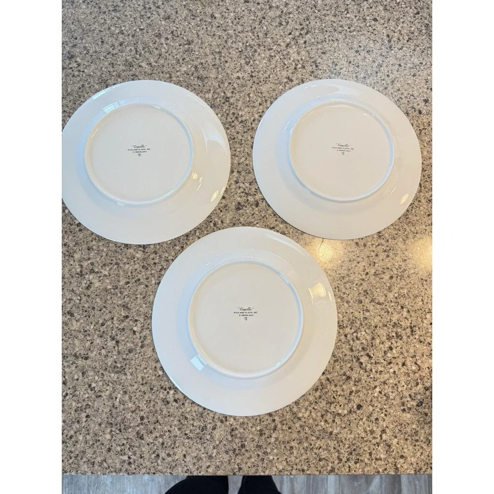 Fitz Floyd Coquille Seashell Dinner Plates Set 3 Coastal Nautical VTG Seashell